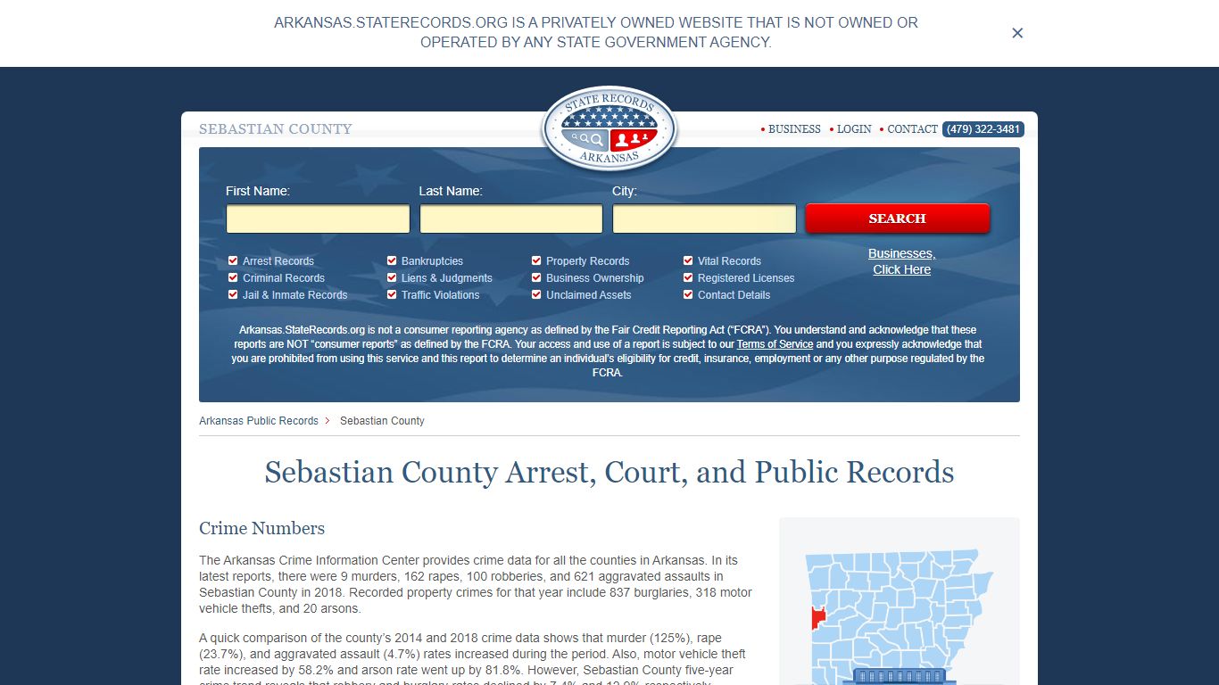 Sebastian County Arrest, Court, and Public Records