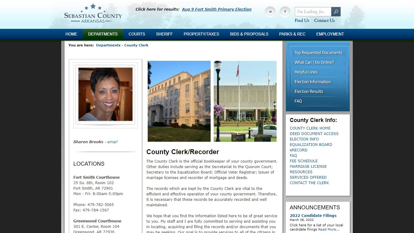 Sebastian County Government > Departments > County Clerk